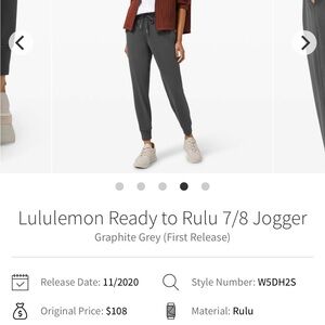 lululemon athletica Charcoal Jogger Pants